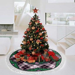 ScotsTee Shop Scottish MacPherson Hunting Modern Clan Scottish Thistle Flower Round Leaf Tartan Christmas Tree Skirt