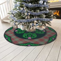 ScotsTee Shop Scottish MacGregor Hunting Ancient Clan Scottish Thistle Flower Round Leaf Tartan Christmas Tree Skirt