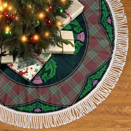 ScotsTee Shop Scottish MacGregor Hunting Ancient Clan Scottish Thistle Flower Round Leaf Tartan Christmas Tree Skirt