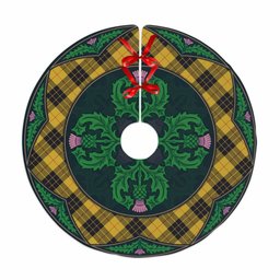 ScotsTee Shop Scottish MacLeod of Lewis Ancient Clan Scottish Thistle Flower Round Leaf Tartan Christmas Tree Skirt