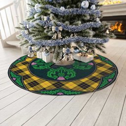 ScotsTee Shop Scottish MacLeod of Lewis Ancient Clan Scottish Thistle Flower Round Leaf Tartan Christmas Tree Skirt