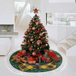ScotsTee Shop Scottish MacLeod of Lewis Ancient Clan Scottish Thistle Flower Round Leaf Tartan Christmas Tree Skirt