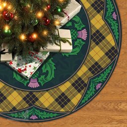 ScotsTee Shop Scottish MacLeod of Lewis Ancient Clan Scottish Thistle Flower Round Leaf Tartan Christmas Tree Skirt