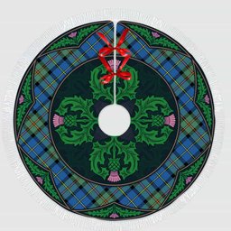 ScotsTee Shop Scottish MacLeod of Harris Ancient Clan Scottish Thistle Flower Round Leaf Tartan Christmas Tree Skirt