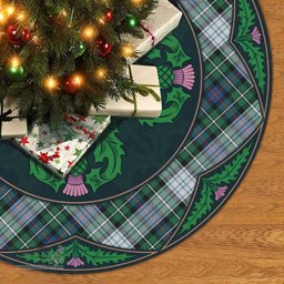 ScotsTee Shop Scottish MacKenzie Dress Ancient Clan Scottish Thistle Flower Round Leaf Tartan Christmas Tree Skirt