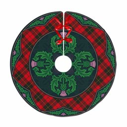 ScotsTee Shop Scottish Wallace Weathered Clan Scottish Thistle Flower Round Leaf Tartan Christmas Tree Skirt