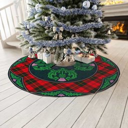 ScotsTee Shop Scottish Wallace Weathered Clan Scottish Thistle Flower Round Leaf Tartan Christmas Tree Skirt