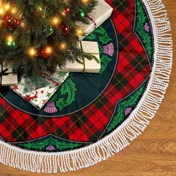 ScotsTee Shop Scottish Wallace Weathered Clan Scottish Thistle Flower Round Leaf Tartan Christmas Tree Skirt
