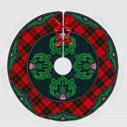 ScotsTee Shop Scottish Wallace Weathered Clan Scottish Thistle Flower Round Leaf Tartan Christmas Tree Skirt
