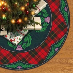 ScotsTee Shop Scottish Wallace Weathered Clan Scottish Thistle Flower Round Leaf Tartan Christmas Tree Skirt