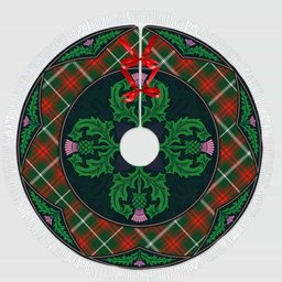 ScotsTee Shop Scottish Prince of Wales Clan Scottish Thistle Flower Round Leaf Tartan Christmas Tree Skirt