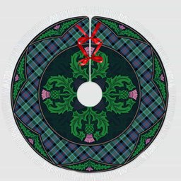 ScotsTee Shop Scottish MacTaggart Ancient Clan Scottish Thistle Flower Round Leaf Tartan Christmas Tree Skirt