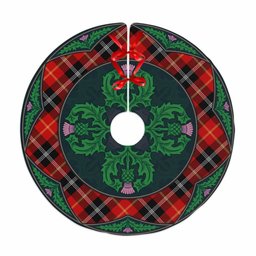 ScotsTee Shop Scottish Marjoribanks Clan Scottish Thistle Flower Round Leaf Tartan Christmas Tree Skirt