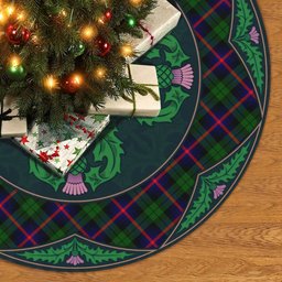 ScotsTee Shop Scottish Urquhart Modern Clan Scottish Thistle Flower Round Leaf Tartan Christmas Tree Skirt