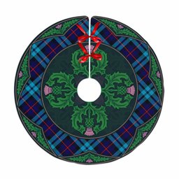 ScotsTee Shop Scottish McCorquodale Clan Scottish Thistle Flower Round Leaf Tartan Christmas Tree Skirt