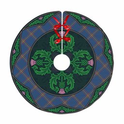 ScotsTee Shop Scottish MacLaine of Loch Buie Hunting Ancient Clan Scottish Thistle Flower Round Leaf Tartan Christmas Tree Skirt