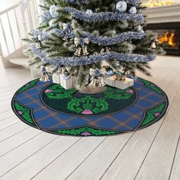 ScotsTee Shop Scottish MacLaine of Loch Buie Hunting Ancient Clan Scottish Thistle Flower Round Leaf Tartan Christmas Tree Skirt