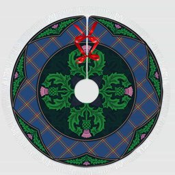 ScotsTee Shop Scottish MacLaine of Loch Buie Hunting Ancient Clan Scottish Thistle Flower Round Leaf Tartan Christmas Tree Skirt