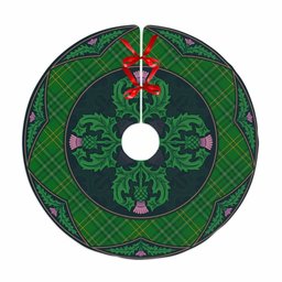 ScotsTee Shop Scottish Wexford County Clan Scottish Thistle Flower Round Leaf Tartan Christmas Tree Skirt