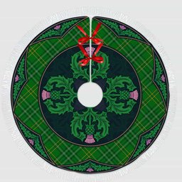ScotsTee Shop Scottish Wexford County Clan Scottish Thistle Flower Round Leaf Tartan Christmas Tree Skirt
