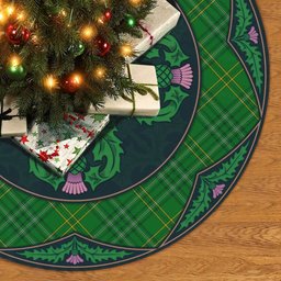 ScotsTee Shop Scottish Wexford County Clan Scottish Thistle Flower Round Leaf Tartan Christmas Tree Skirt
