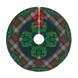 ScotsTee Shop Scottish MacRae Hunting Weathered Clan Scottish Thistle Flower Round Leaf Tartan Christmas Tree Skirt