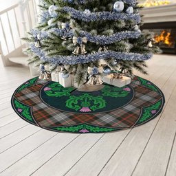 ScotsTee Shop Scottish MacRae Hunting Weathered Clan Scottish Thistle Flower Round Leaf Tartan Christmas Tree Skirt