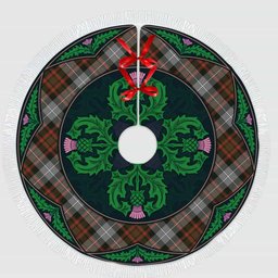 ScotsTee Shop Scottish MacRae Hunting Weathered Clan Scottish Thistle Flower Round Leaf Tartan Christmas Tree Skirt