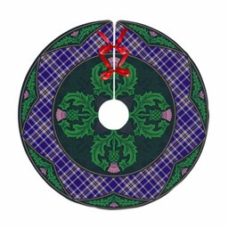 ScotsTee Shop Scottish Ochterlony Clan Scottish Thistle Flower Round Leaf Tartan Christmas Tree Skirt