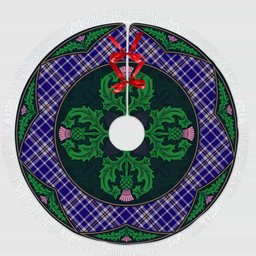 ScotsTee Shop Scottish Ochterlony Clan Scottish Thistle Flower Round Leaf Tartan Christmas Tree Skirt