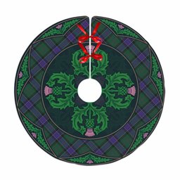 ScotsTee Shop Scottish Sinclair Hunting Modern Clan Scottish Thistle Flower Round Leaf Tartan Christmas Tree Skirt