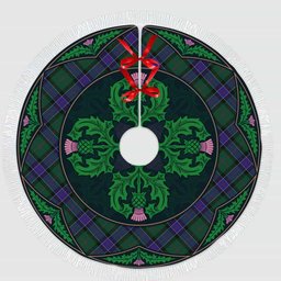 ScotsTee Shop Scottish Sinclair Hunting Modern Clan Scottish Thistle Flower Round Leaf Tartan Christmas Tree Skirt