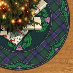 ScotsTee Shop Scottish Sinclair Hunting Modern Clan Scottish Thistle Flower Round Leaf Tartan Christmas Tree Skirt