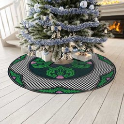 ScotsTee Shop Scottish Shepherd Clan Scottish Thistle Flower Round Leaf Tartan Christmas Tree Skirt