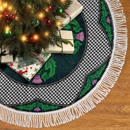 ScotsTee Shop Scottish Shepherd Clan Scottish Thistle Flower Round Leaf Tartan Christmas Tree Skirt