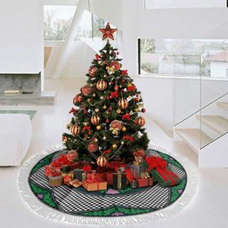 ScotsTee Shop Scottish Shepherd Clan Scottish Thistle Flower Round Leaf Tartan Christmas Tree Skirt