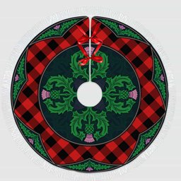 ScotsTee Shop Scottish Rob Roy MacGregor Modern Clan Scottish Thistle Flower Round Leaf Tartan Christmas Tree Skirt