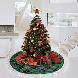 ScotsTee Shop Scottish Wallace Hunting Ancient Clan Scottish Thistle Flower Round Leaf Tartan Christmas Tree Skirt