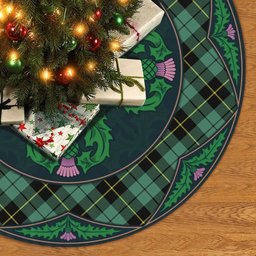 ScotsTee Shop Scottish Wallace Hunting Ancient Clan Scottish Thistle Flower Round Leaf Tartan Christmas Tree Skirt