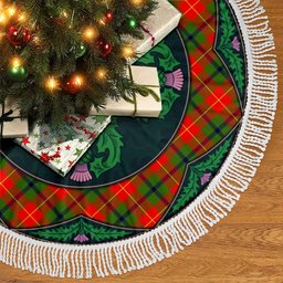 ScotsTee Shop Scottish Turnbull Dress Clan Scottish Thistle Flower Round Leaf Tartan Christmas Tree Skirt