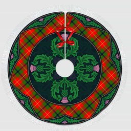 ScotsTee Shop Scottish Turnbull Dress Clan Scottish Thistle Flower Round Leaf Tartan Christmas Tree Skirt