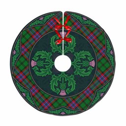 ScotsTee Shop Scottish McGeachie Clan Scottish Thistle Flower Round Leaf Tartan Christmas Tree Skirt
