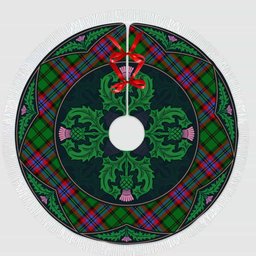 ScotsTee Shop Scottish McGeachie Clan Scottish Thistle Flower Round Leaf Tartan Christmas Tree Skirt