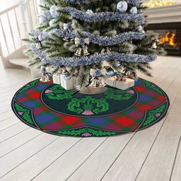 ScotsTee Shop Scottish Mar Clan Scottish Thistle Flower Round Leaf Tartan Christmas Tree Skirt