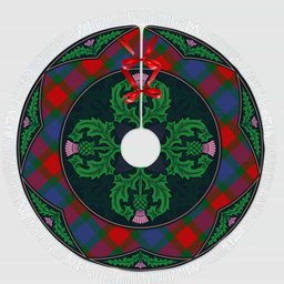 ScotsTee Shop Scottish Mar Clan Scottish Thistle Flower Round Leaf Tartan Christmas Tree Skirt