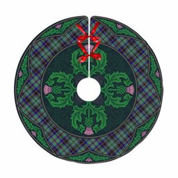 ScotsTee Shop Scottish Stevenson Clan Scottish Thistle Flower Round Leaf Tartan Christmas Tree Skirt