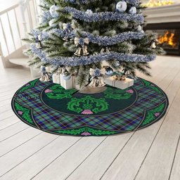 ScotsTee Shop Scottish Stevenson Clan Scottish Thistle Flower Round Leaf Tartan Christmas Tree Skirt