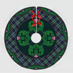 ScotsTee Shop Scottish Stevenson Clan Scottish Thistle Flower Round Leaf Tartan Christmas Tree Skirt