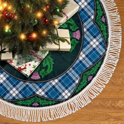 ScotsTee Shop Scottish Strathclyde District Clan Scottish Thistle Flower Round Leaf Tartan Christmas Tree Skirt