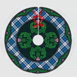 ScotsTee Shop Scottish Strathclyde District Clan Scottish Thistle Flower Round Leaf Tartan Christmas Tree Skirt